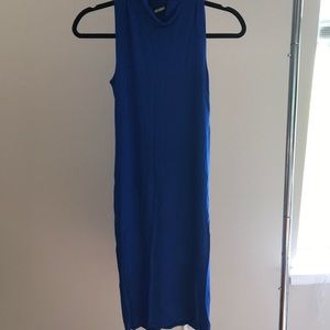 Missguided blue high neck midi dress